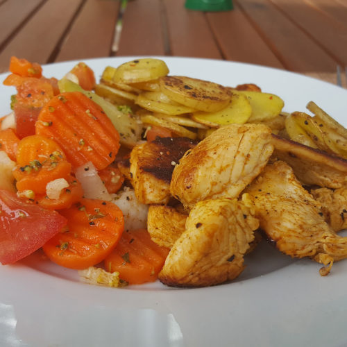 Bratkartoffeln mit Pute und Kaisergemüse auf Kochen-verstehen.de