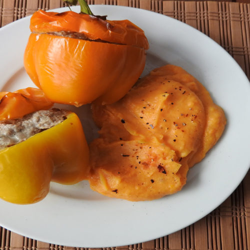 Gefüllte Paprika mit Süßkartoffelbrei auf Kochen-verstehen.de