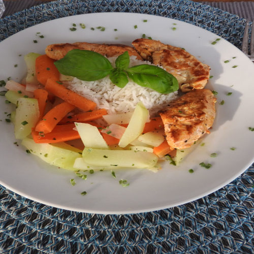 Hähnchen mit Kohlrabi und Reis auf Kochen-verstehen.de