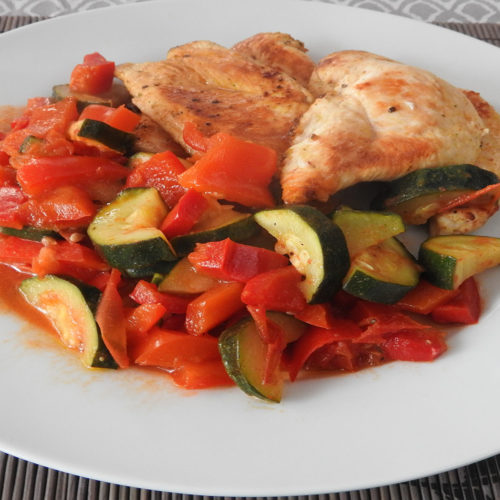 Hähnchen mit Zucchini und Paprika auf Kochen-verstehen.de