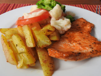 Kartoffelspalten mit Hähnchenfilet und Kaisergemüse auf Kochen-verstehen.de