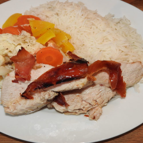 Putenfiletbraten mit Backgemüse und Reis auf Kochen-verstehen.de