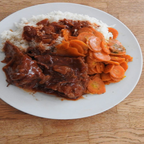 Steakbraten mit Möhren und Reis auf Kochen-verstehen.de