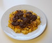 Vanille-Rührei mit Schokosauce
