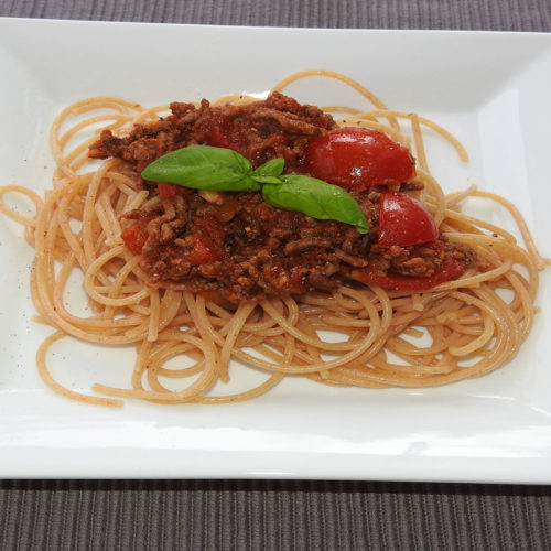 Vollkornspaghetti mit Hackfleischsauce auf Kochen-verstehen.de